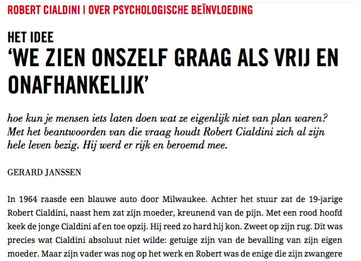 Interview Robert Cialdini - Vrij Nederland